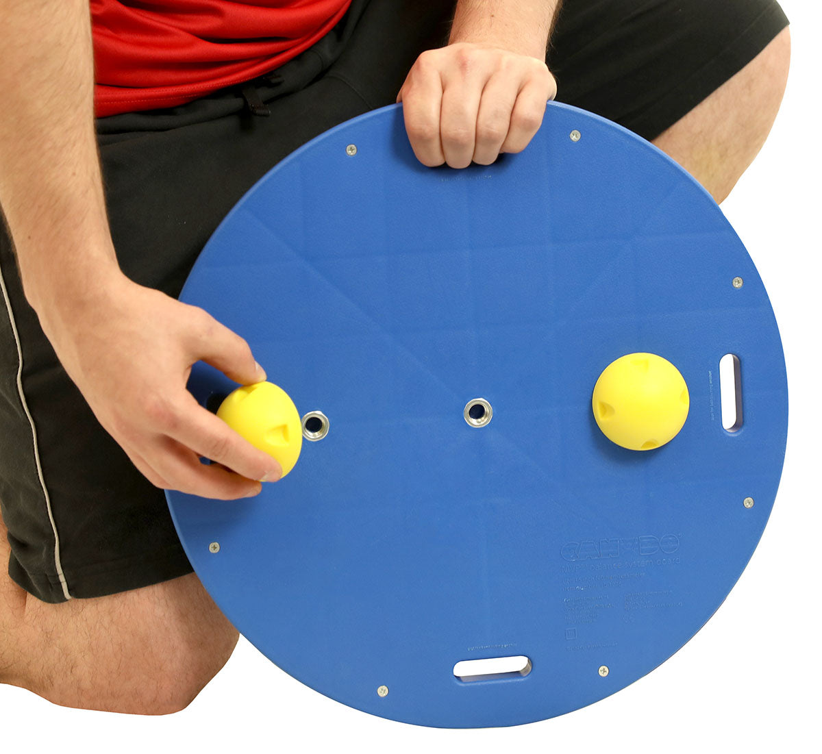 CanDo Balance Board, 16" Diameter Wobble/Rocker Board with 2 Yellow Balls (X-Easy)