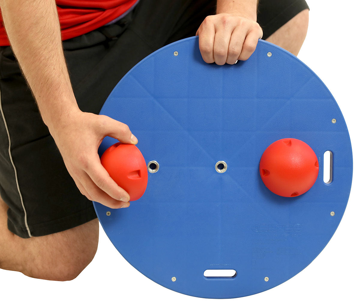 CanDo Balance Board, 16" Diameter Wobble/Rocker Board with 2 Red Balls (Easy)