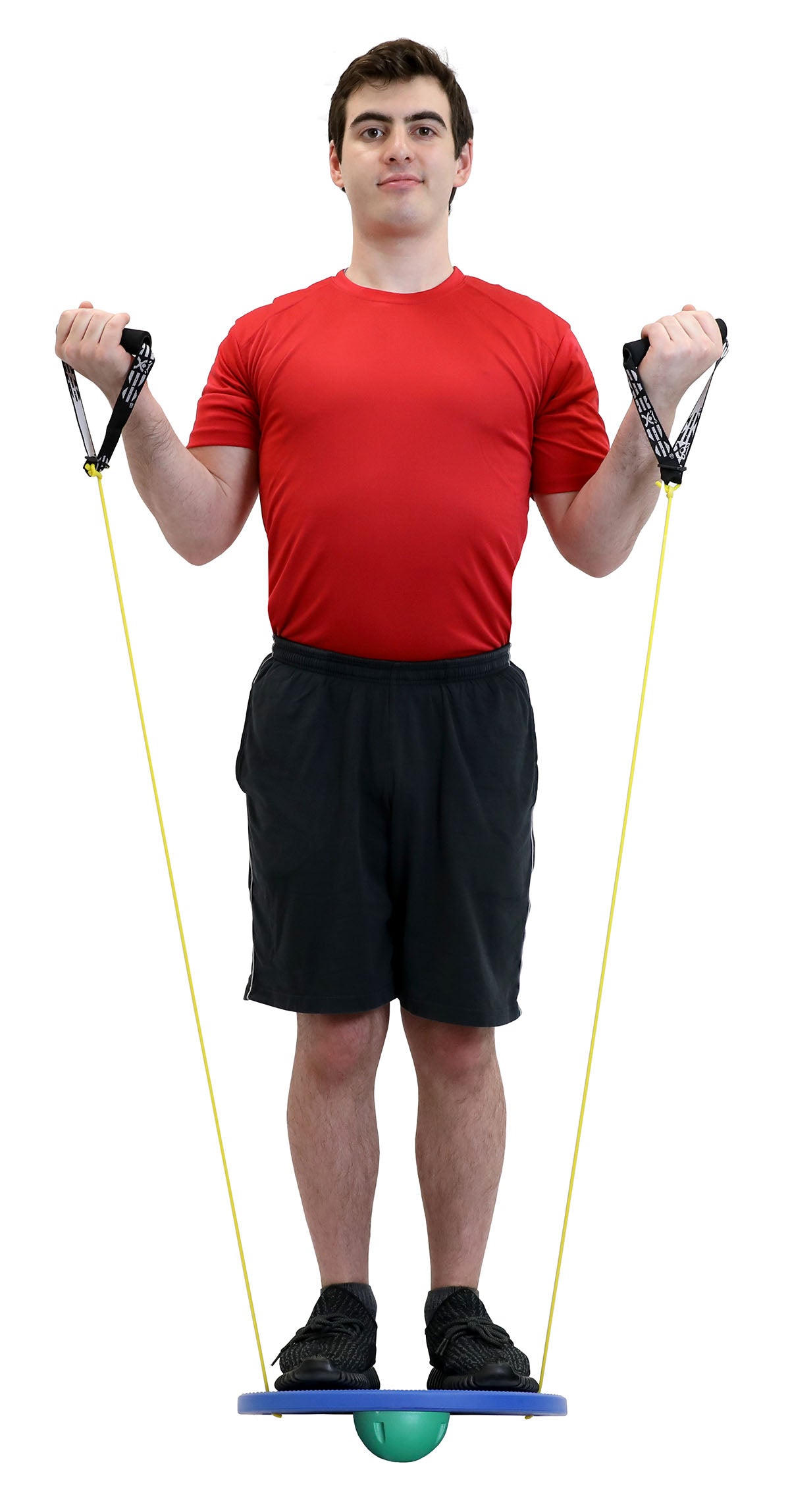 CanDo Balance Board, 16" Diameter Wobble/Rocker Board with 2 Green Balls (Moderate)