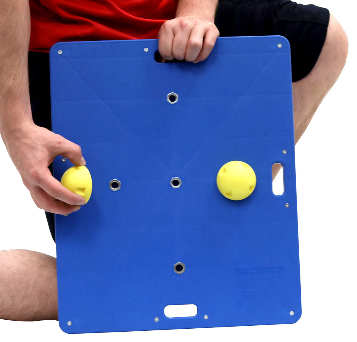 CanDo Balance Board, 15" x 18" Wobble/Rocker Board with 2 Yellow Balls (X-Easy)