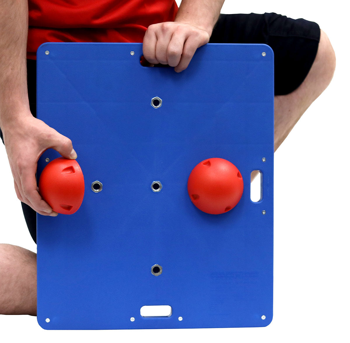 CanDo Balance Board, 15" x 18" Wobble/Rocker Board with 2 Red Balls (Easy)