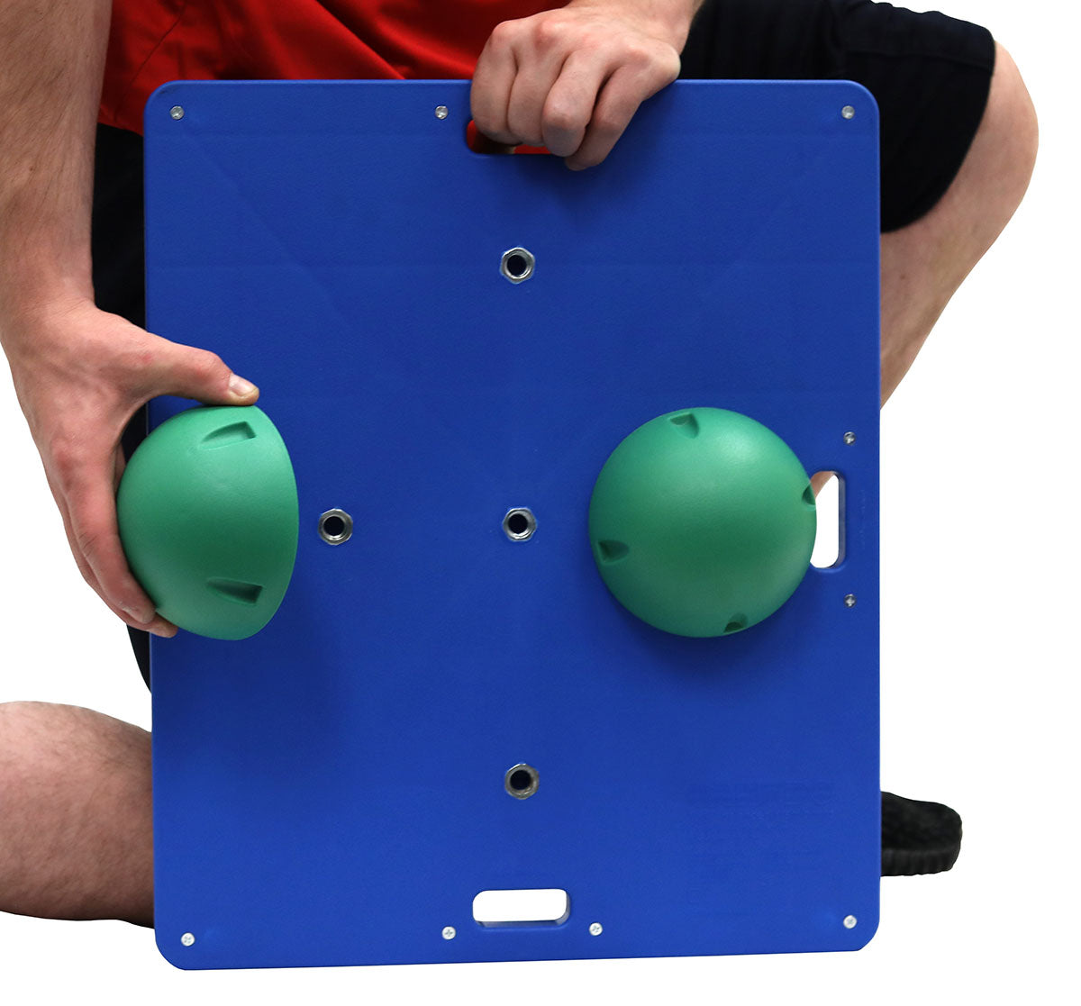 CanDo Balance Board, 15" x 18" Wobble/Rocker Board with 2 Green Balls (Moderate)