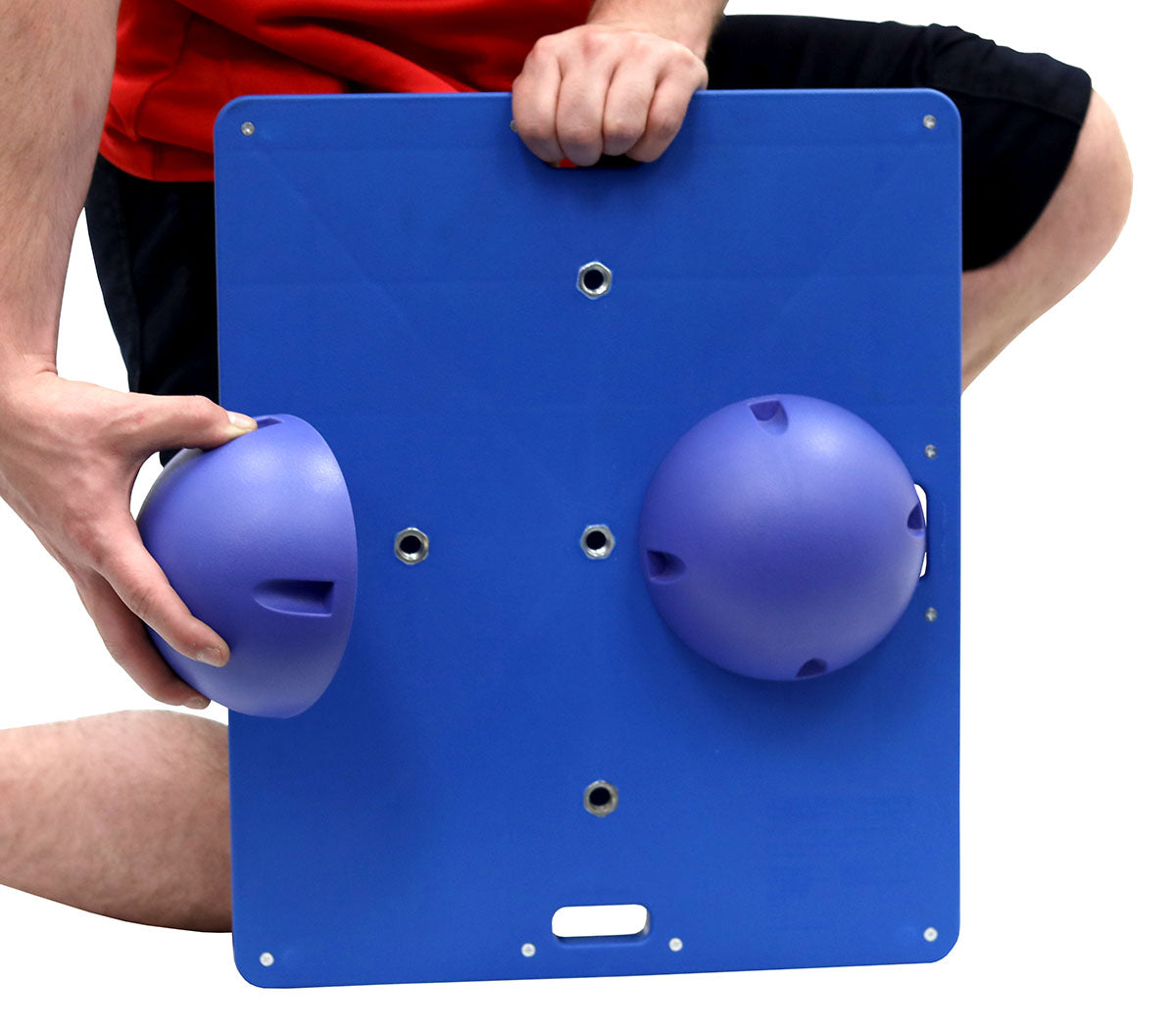 CanDo Balance Board, 14" x 18" Wobble/Rocker Board with 2 Blue Balls (Hard)