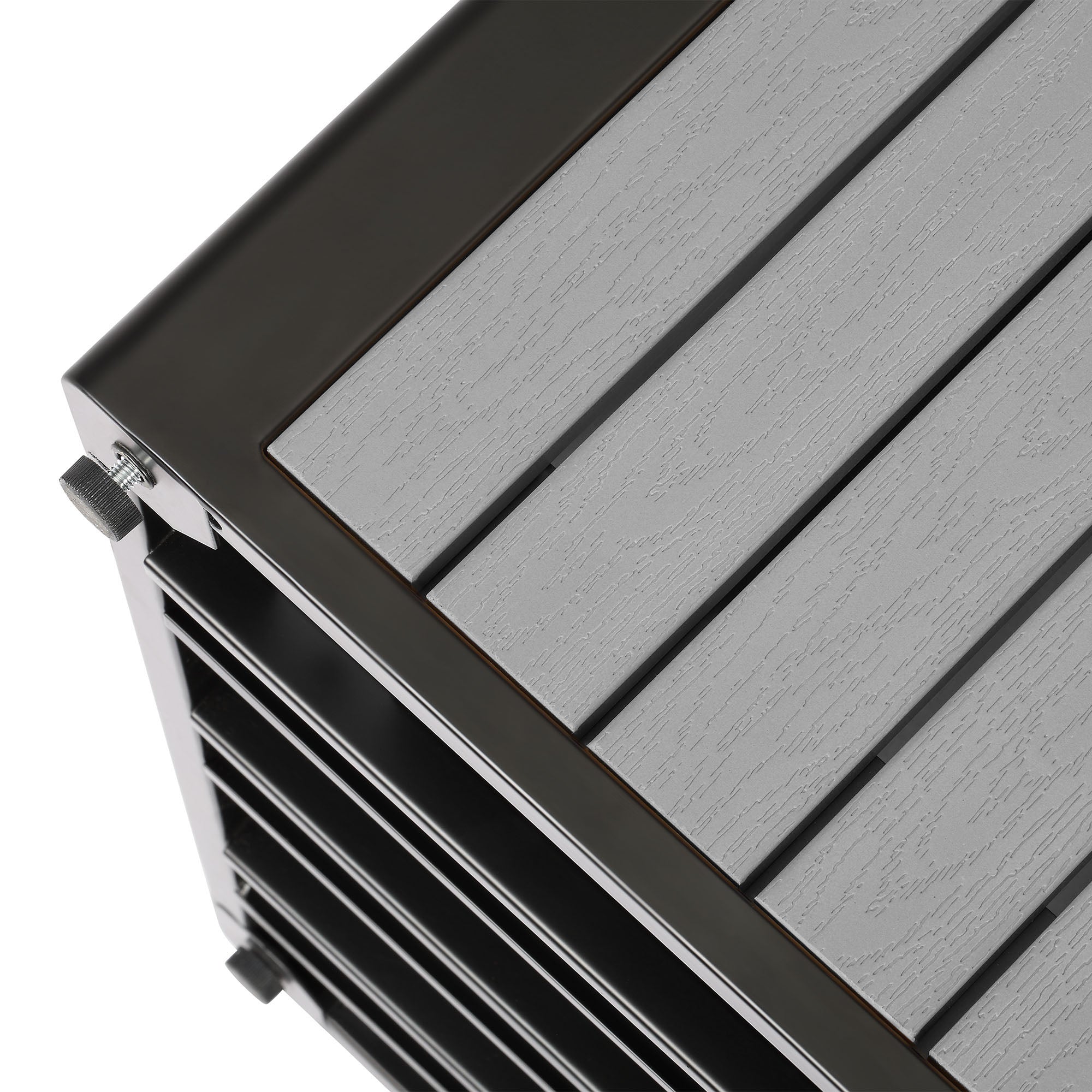 40-Gallon Outdoor Trash Container with Slatted Recycled Plastic Panels - Grey