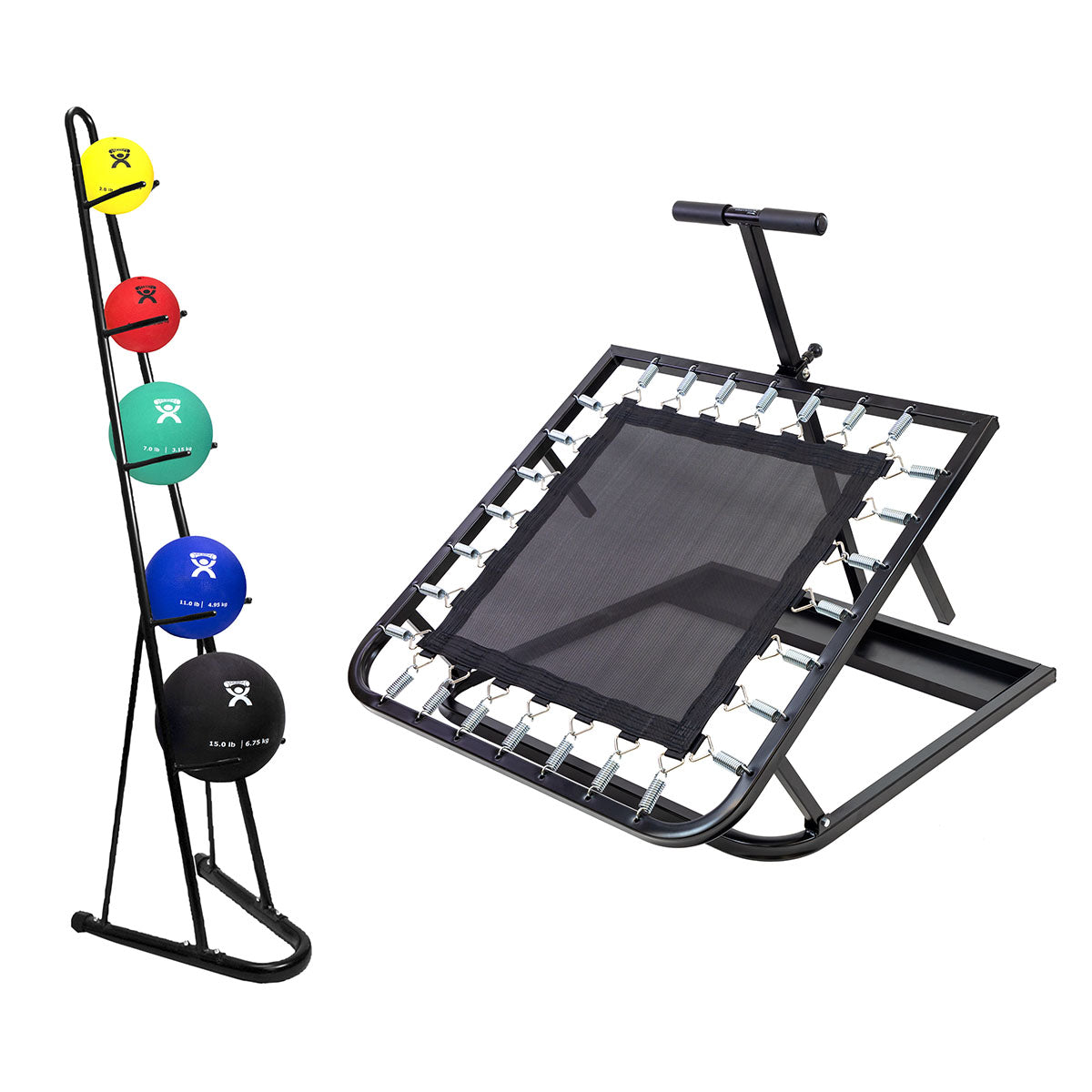 CanDo Square Ball Rebounder, Metal Rack, 5-Piece Set (1 ea: 2, 4, 7, 11, 15 lb.)