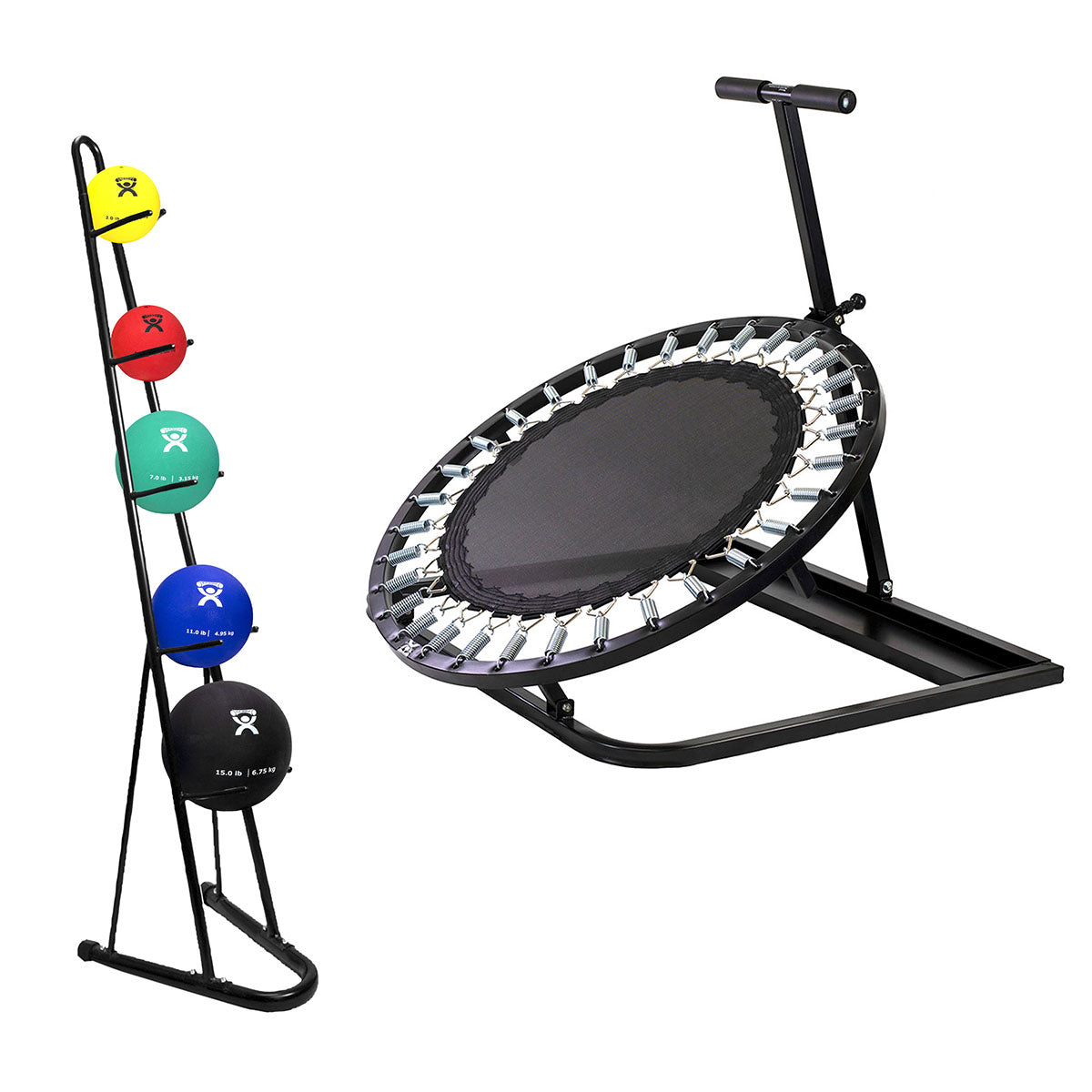 CanDo Circular Ball Rebounder, Metal Rack, 5-Piece Set (1 ea: 2, 4, 7, 11, 15 lb.)