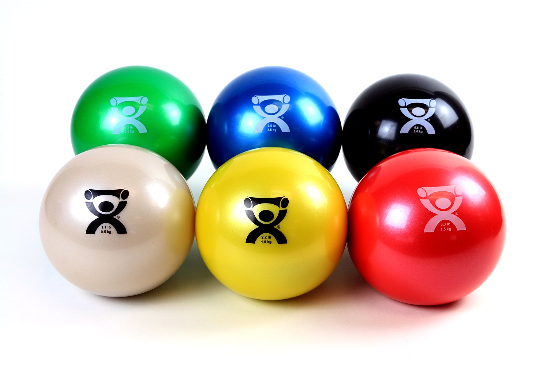 CanDo WaTE Ball - Hand-held Size - 6-piece set (1 each: tan, yellow, red, green, blue, black)