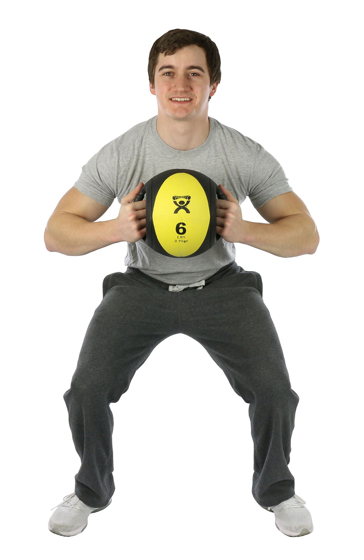 CanDo, Dual-Handle Medicine Ball, 9" Diameter, Yellow, 6 lb.