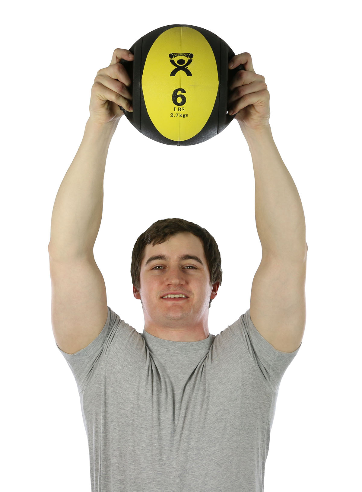 CanDo, Dual-Handle Medicine Ball, 9" Diameter, Yellow, 6 lb.