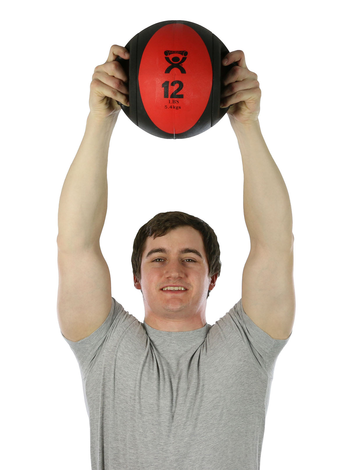 CanDo, Dual-Handle Medicine Ball, 9" Diameter, Red, 12 lb.