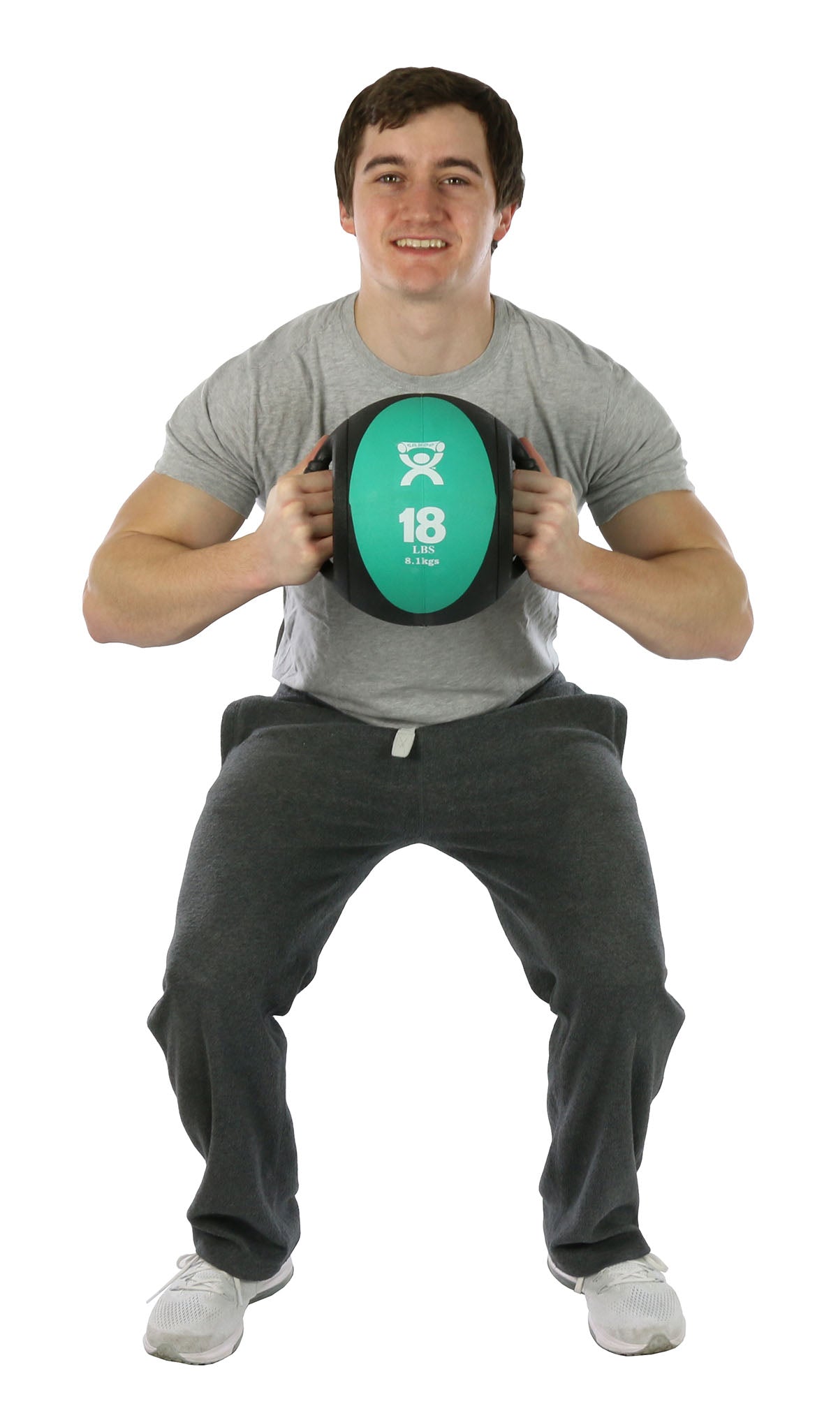 CanDo, Dual-Handle Medicine Ball, 9" Diameter, Green, 18 lb.