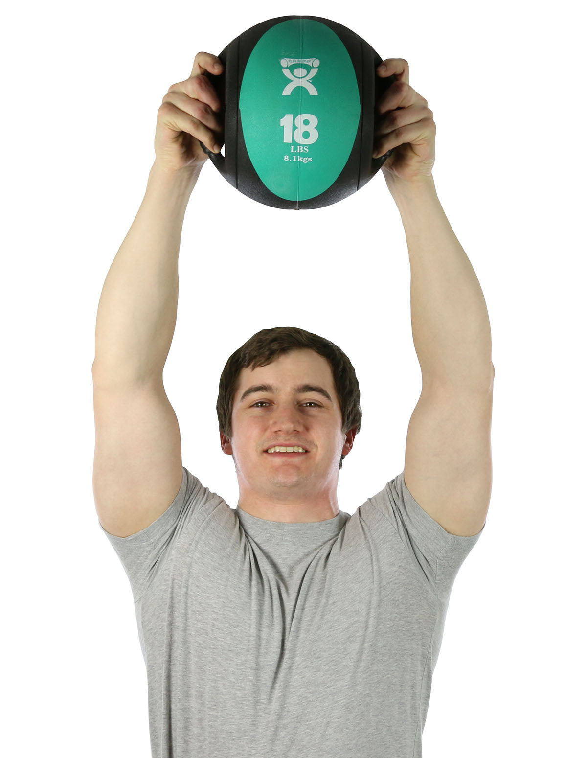 CanDo, Dual-Handle Medicine Ball, 9" Diameter, Green, 18 lb.