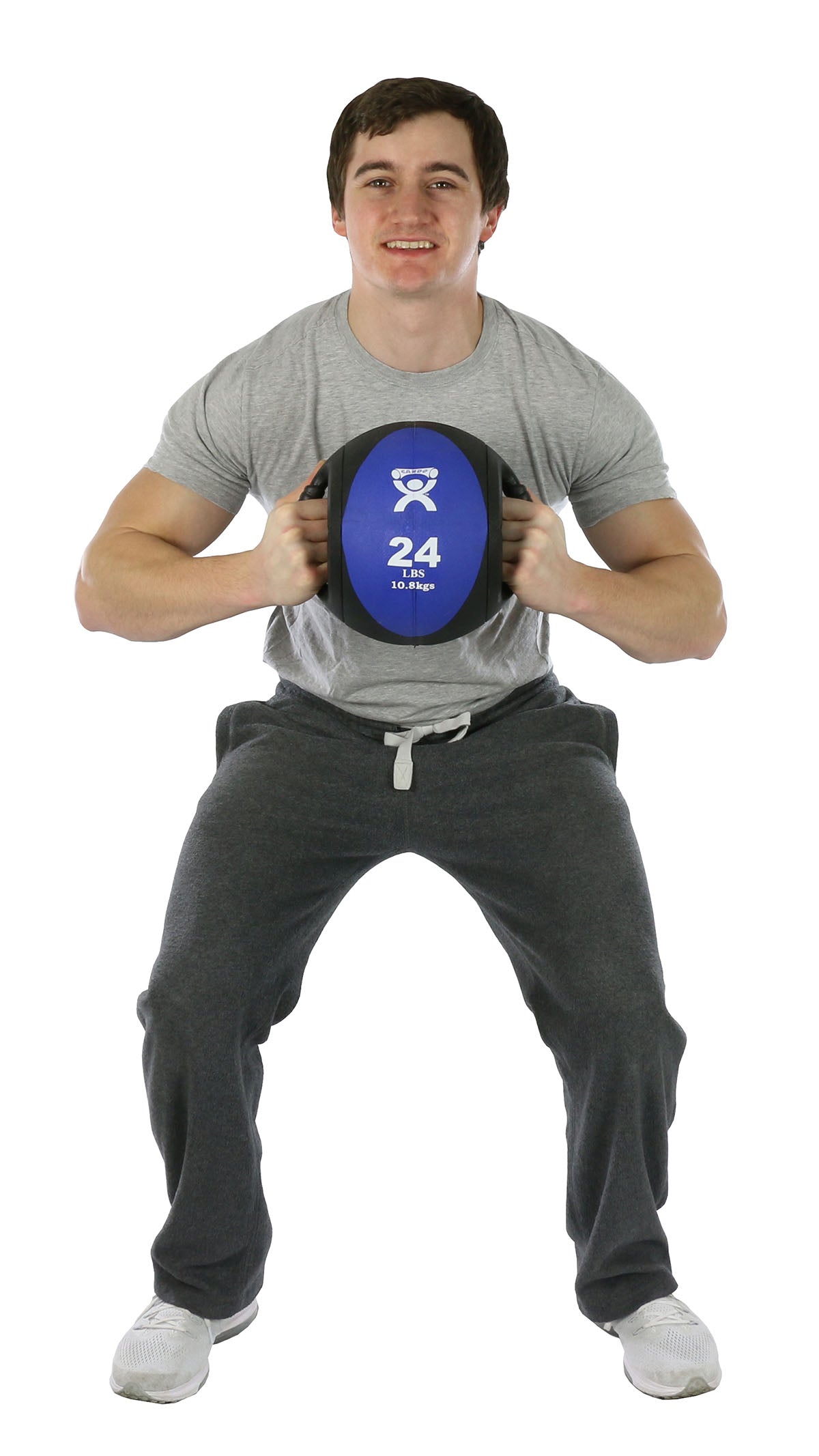 CanDo, Dual-Handle Medicine Ball, 9" Diameter, Blue, 24 lb.