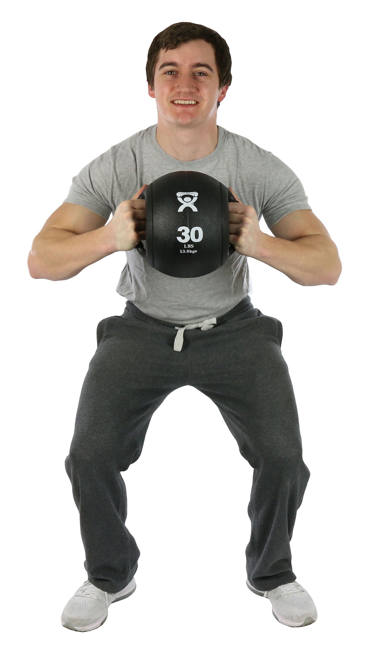 CanDo, Dual-Handle Medicine Ball, 9" Diameter, Black, 30 lb.