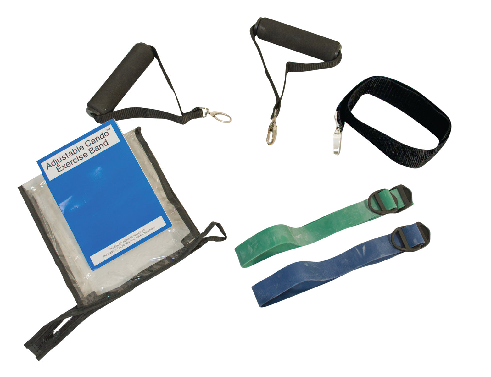 CanDo Adjustable Exercise Band Kit - 2 band moderate (green, blue)