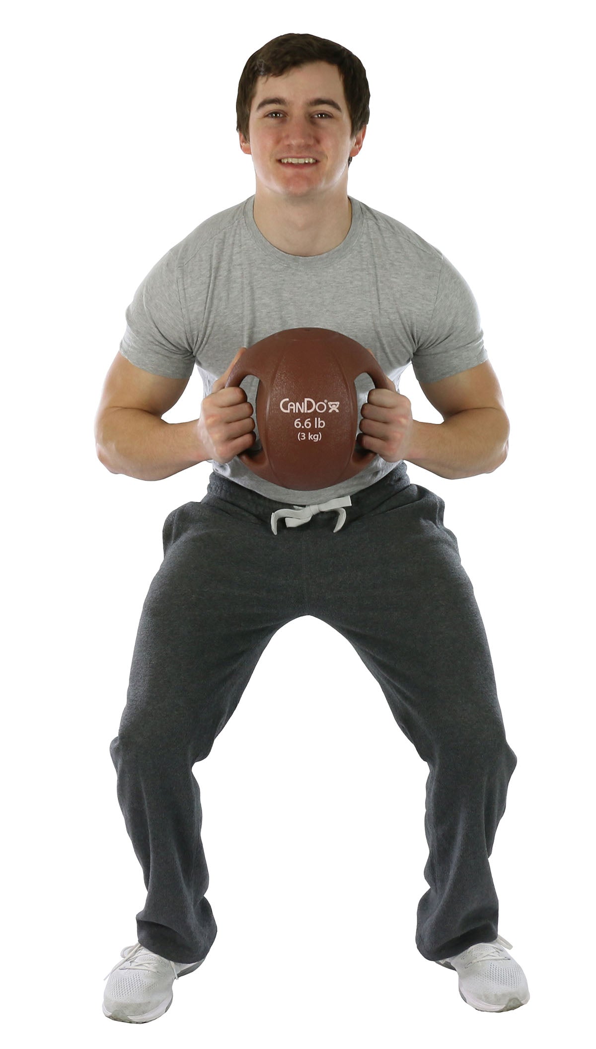 CanDo, Molded Dual Handle Medicine Ball, Tan, 6.6 lb. (3 kg)