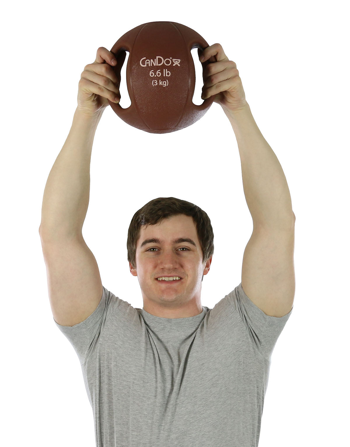 CanDo, Molded Dual Handle Medicine Ball, Tan, 6.6 lb. (3 kg)