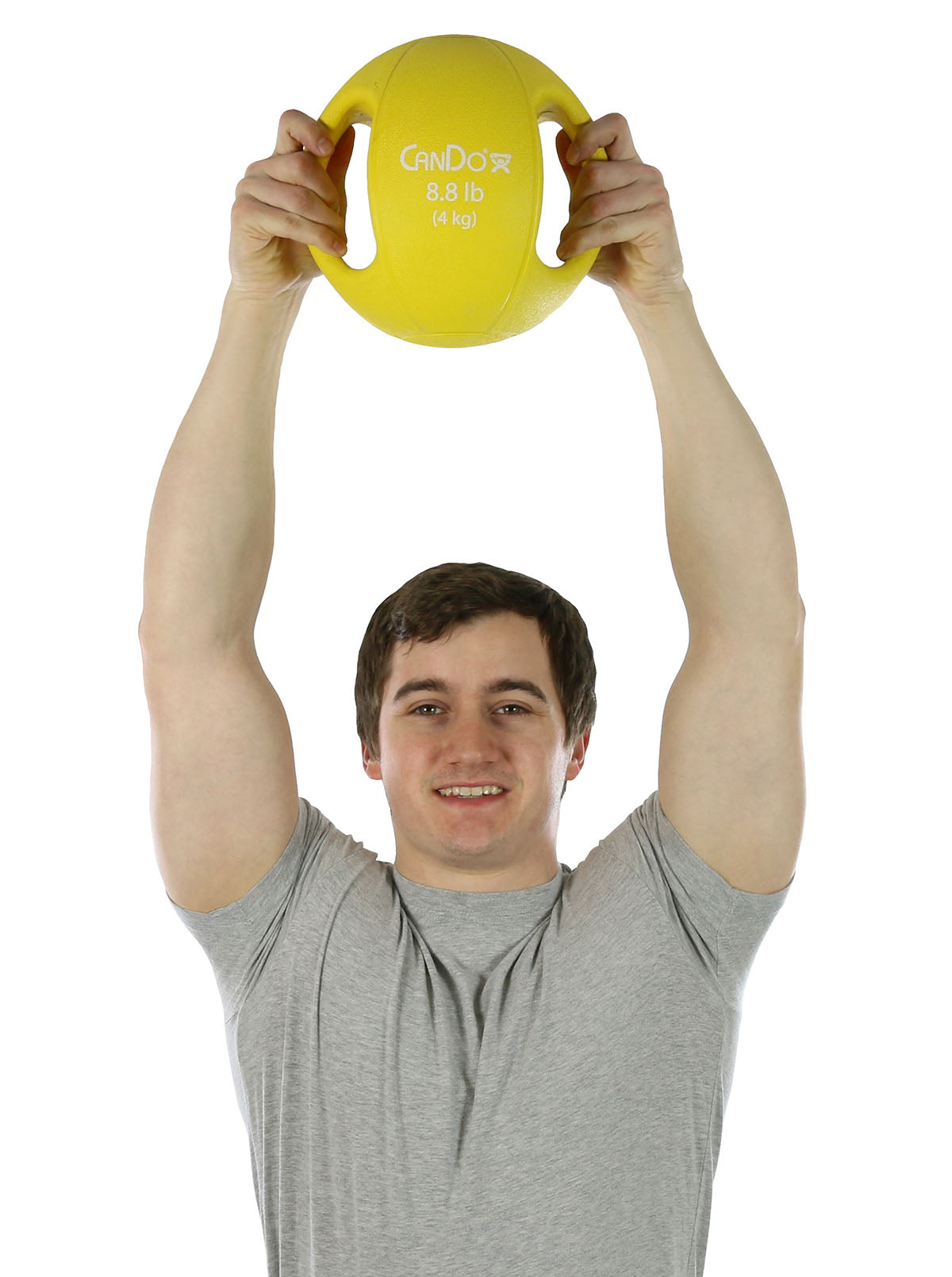CanDo, Molded Dual Handle Medicine Ball, Yellow, 8.8 lb. (4 kg)