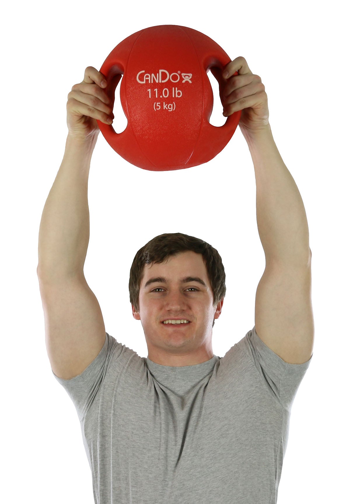 CanDo, Molded Dual Handle Medicine Ball, Red, 11 lb. (5 kg)