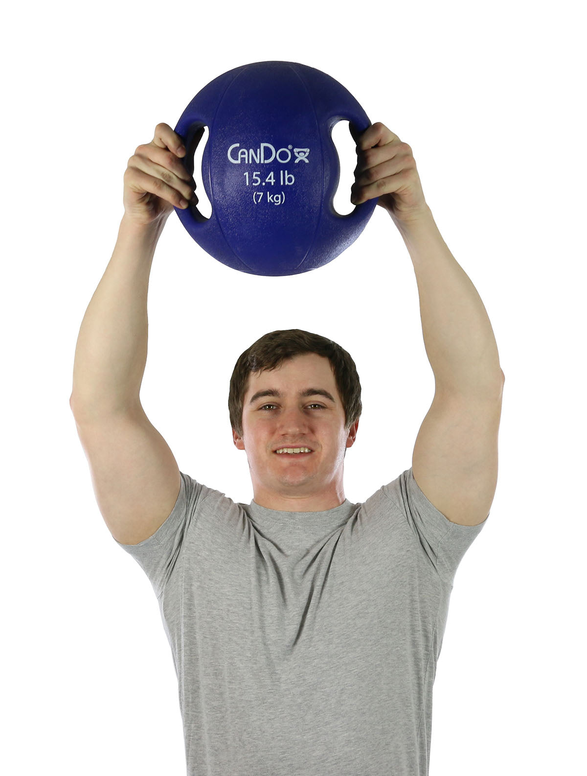 CanDo, Molded Dual Handle Medicine Ball, Blue, 15.4 lb. (7 kg)