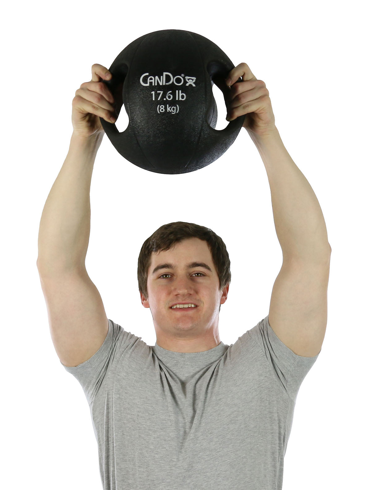 CanDo, Molded Dual Handle Medicine Ball, Black, 17.6 lb. (8 kg)