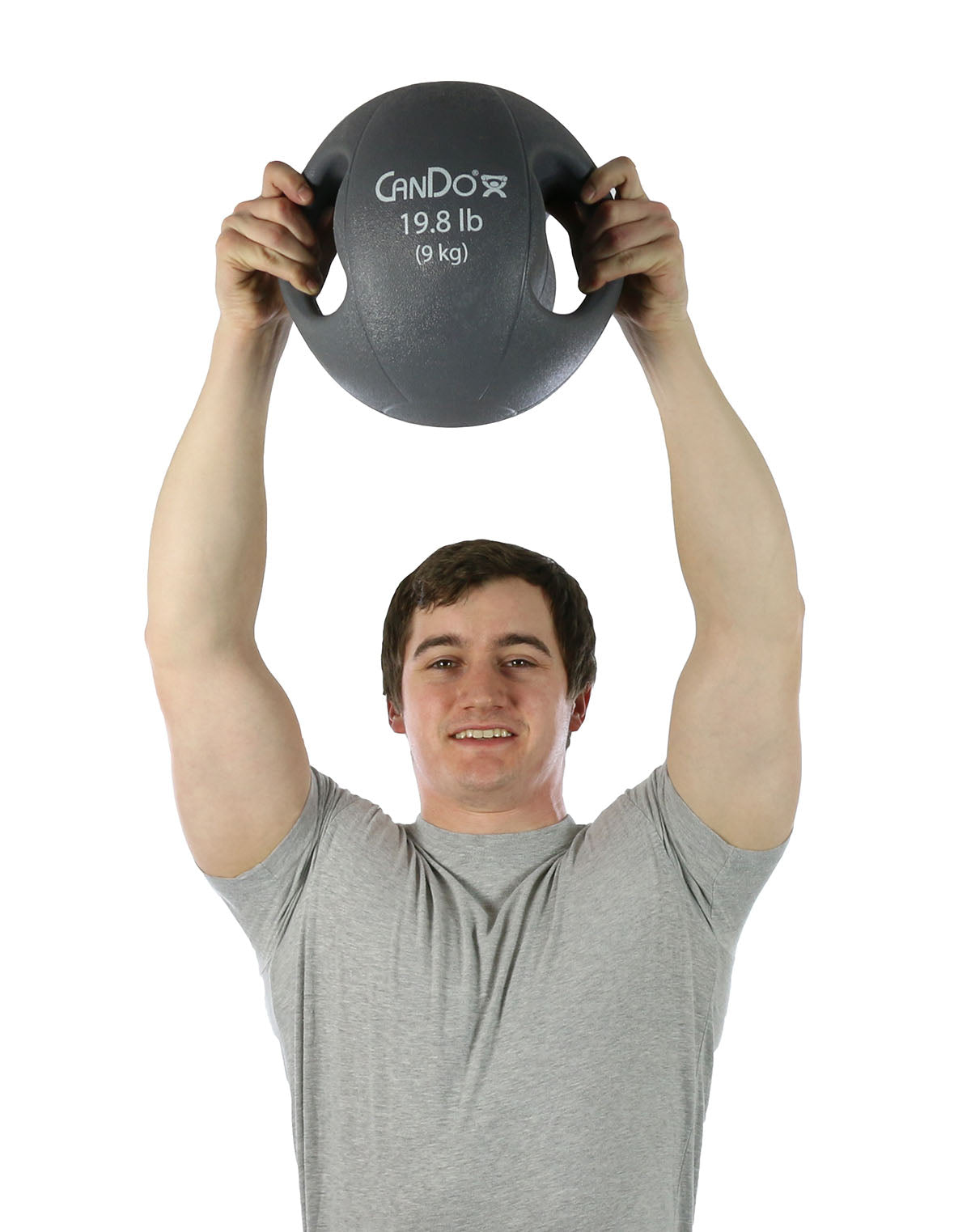 CanDo, Molded Dual Handle Medicine Ball, Silver, 19.8 lb. (9 kg)