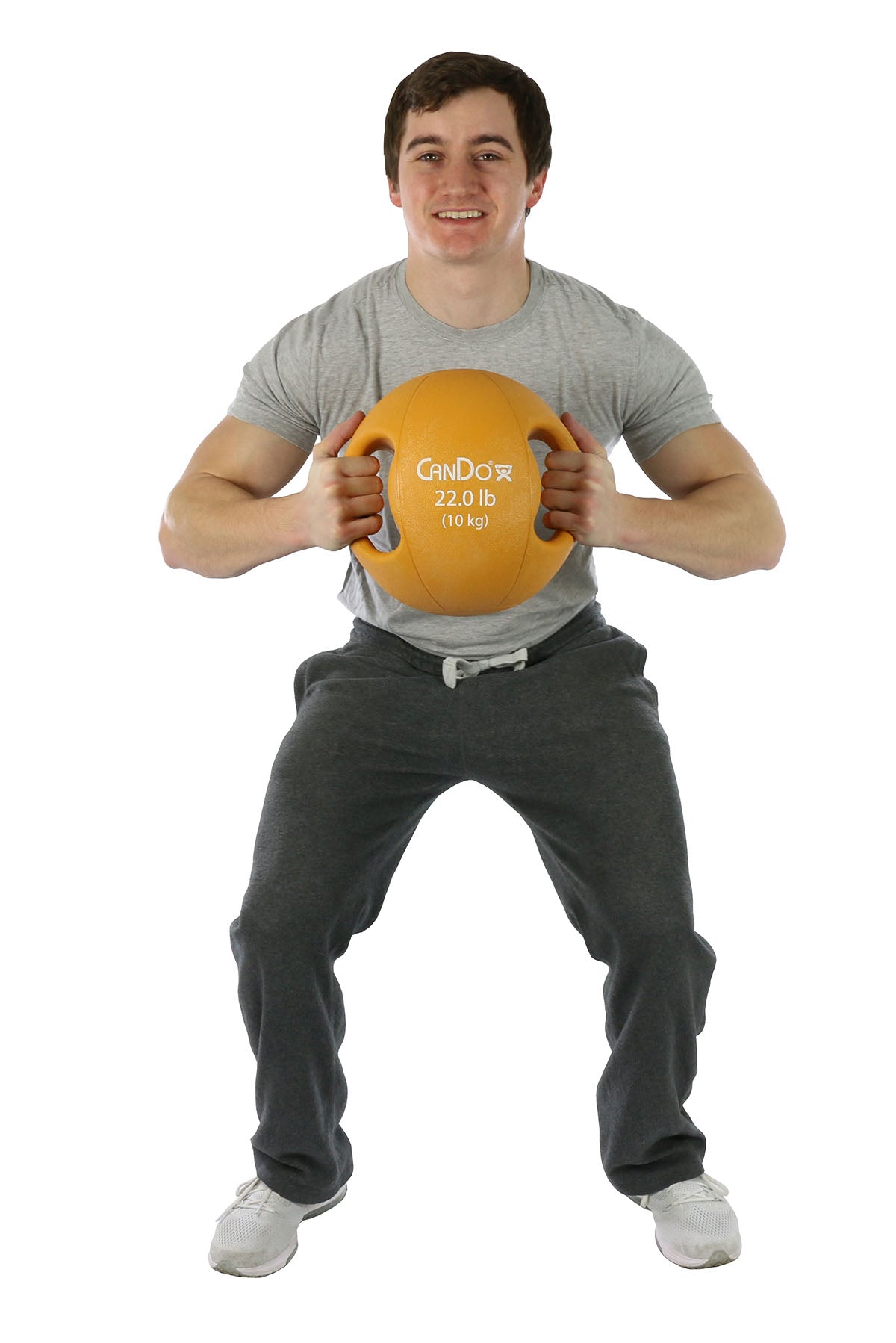 CanDo, Molded Dual Handle Medicine Ball, Gold, 22 lb. (10 kg)