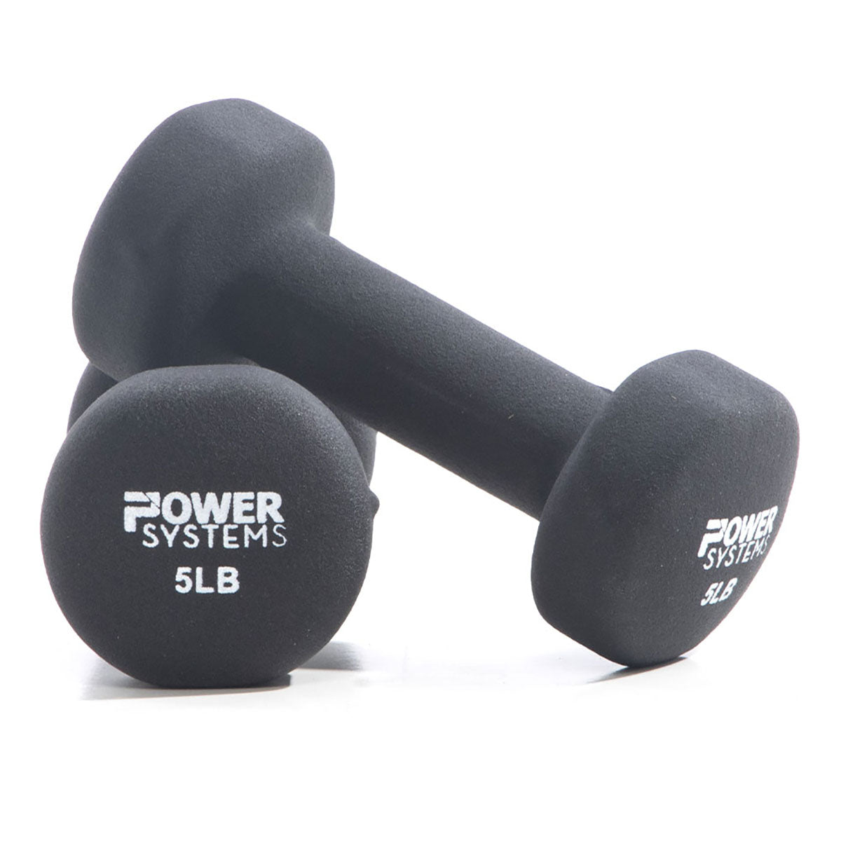 Premium Neoprene Coated Dumbbell, Black, Pair, 5 lb