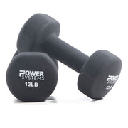 Premium Neoprene Coated Dumbbell, Black, Pair, 12 lb