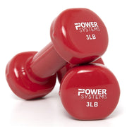 Deluxe Vinyl Coated Dumbbell, Red, Pair, 3 lb
