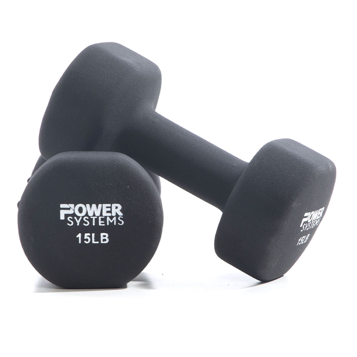 Premium Neoprene Coated Dumbbell, Black, Pair, 15 lb