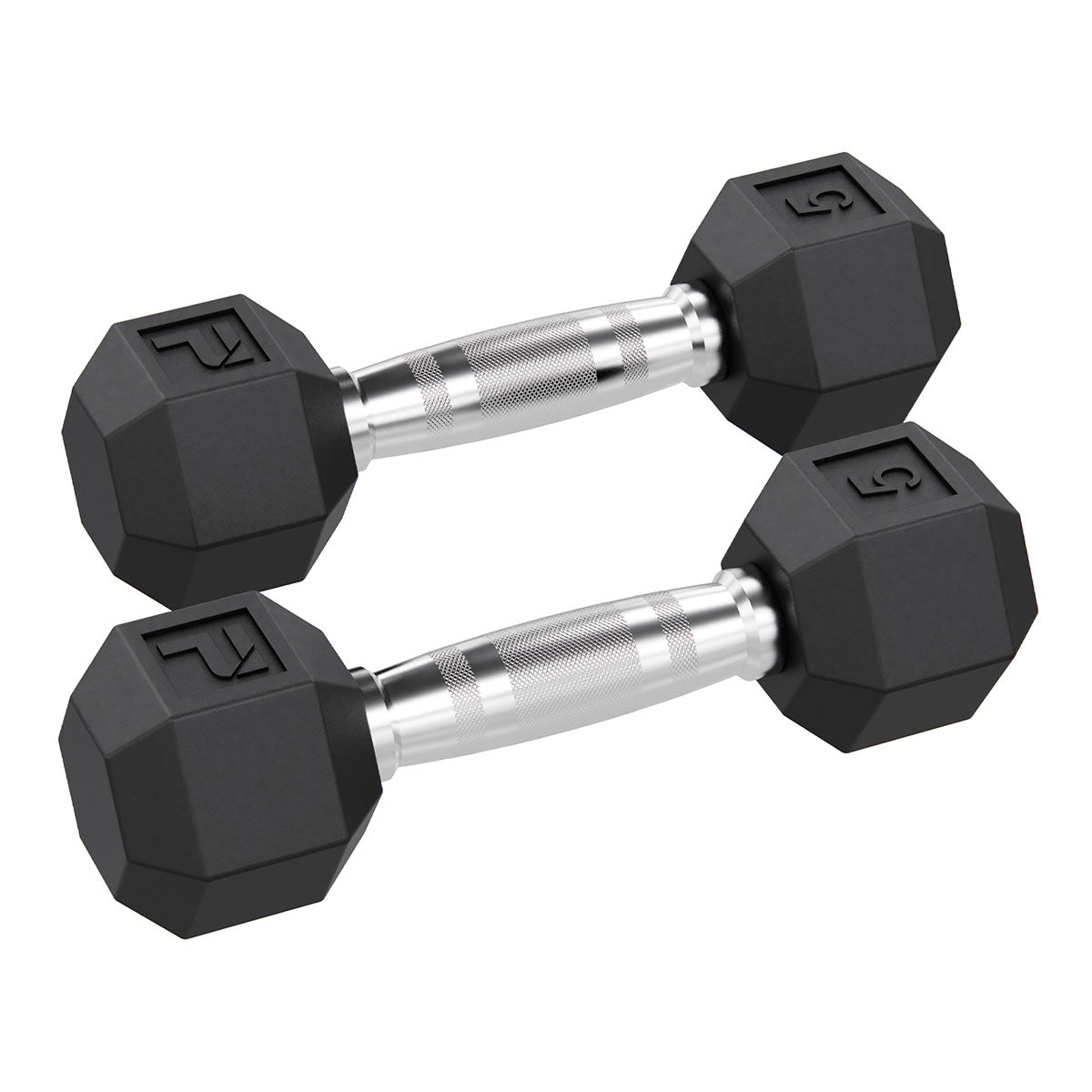Rubber Hex Dumbbell, 5 lb., Pair
