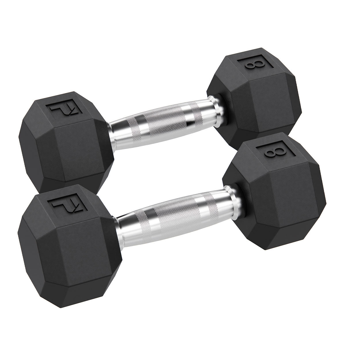 Rubber Hex Dumbbell, 8 lb., Pair