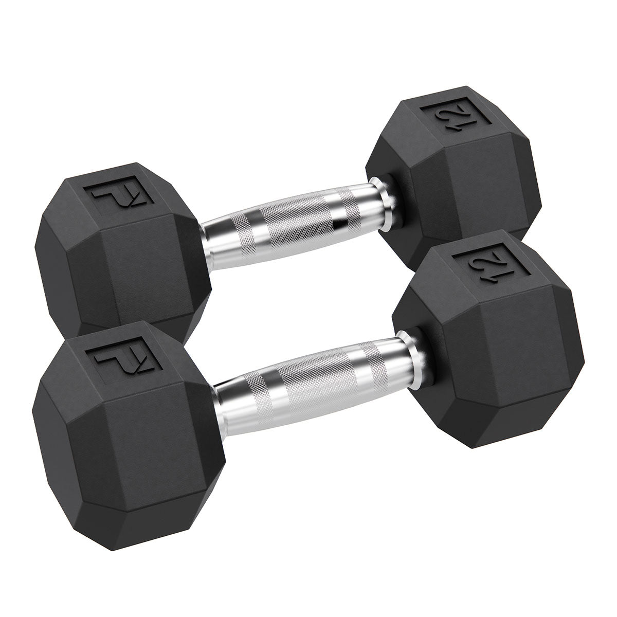 Rubber Hex Dumbbell, 12 lb., Pair