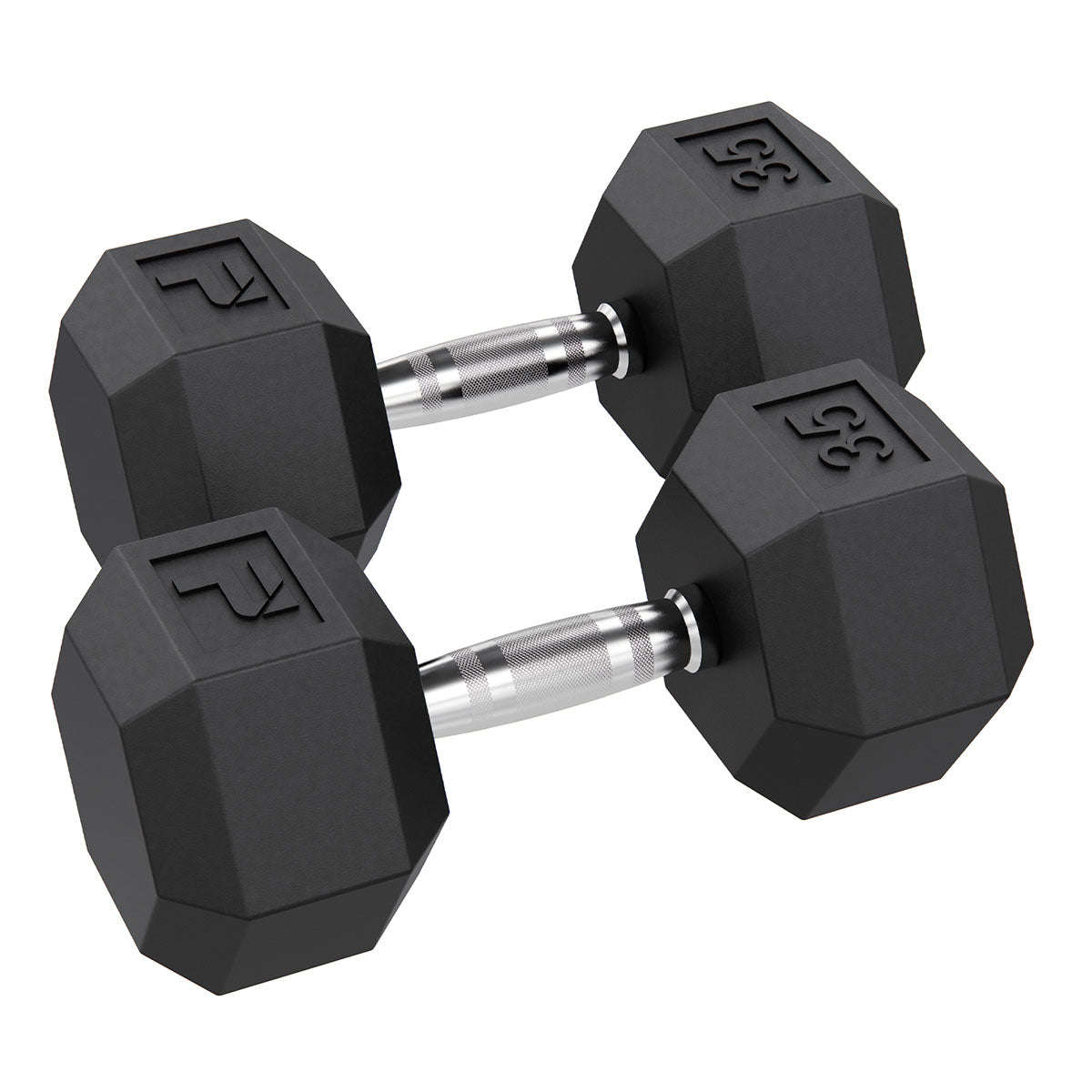 Rubber Hex Dumbbell, 35 lb., Pair