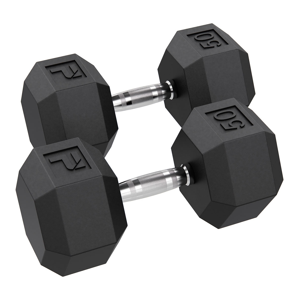 Rubber Hex Dumbbell, 50 lb., Pair