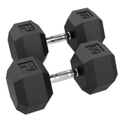 Rubber Hex Dumbbell, 60 lb., Pair