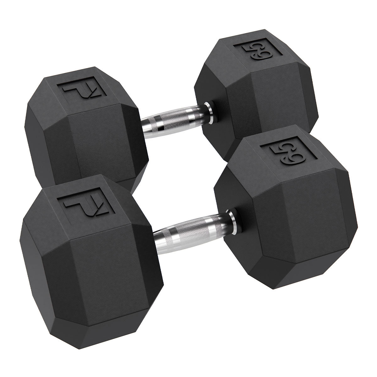 Rubber Hex Dumbbell, 65 lb., Pair
