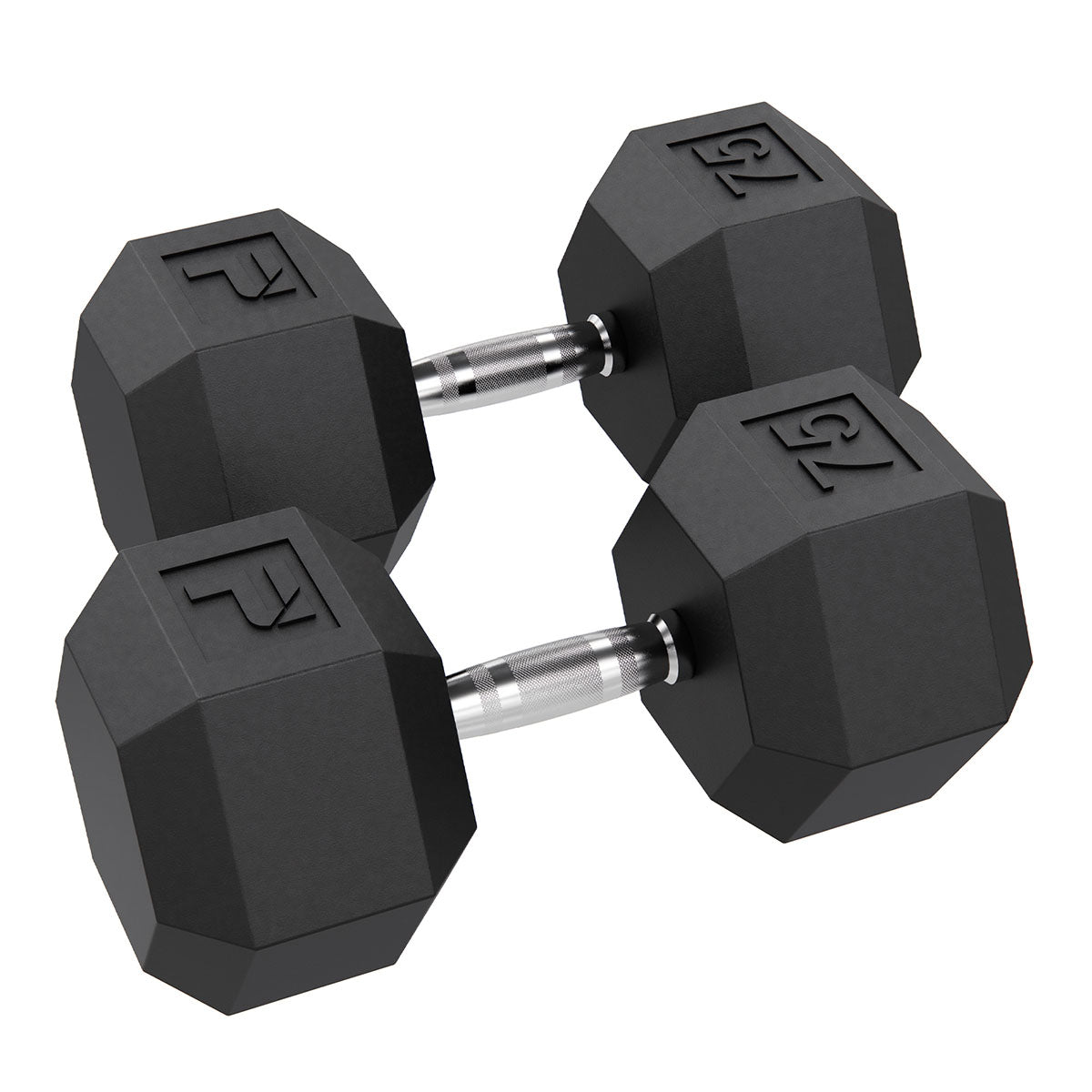 Rubber Hex Dumbbell, 75 lb., Pair