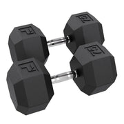 Rubber Hex Dumbbell, 75 lb., Pair