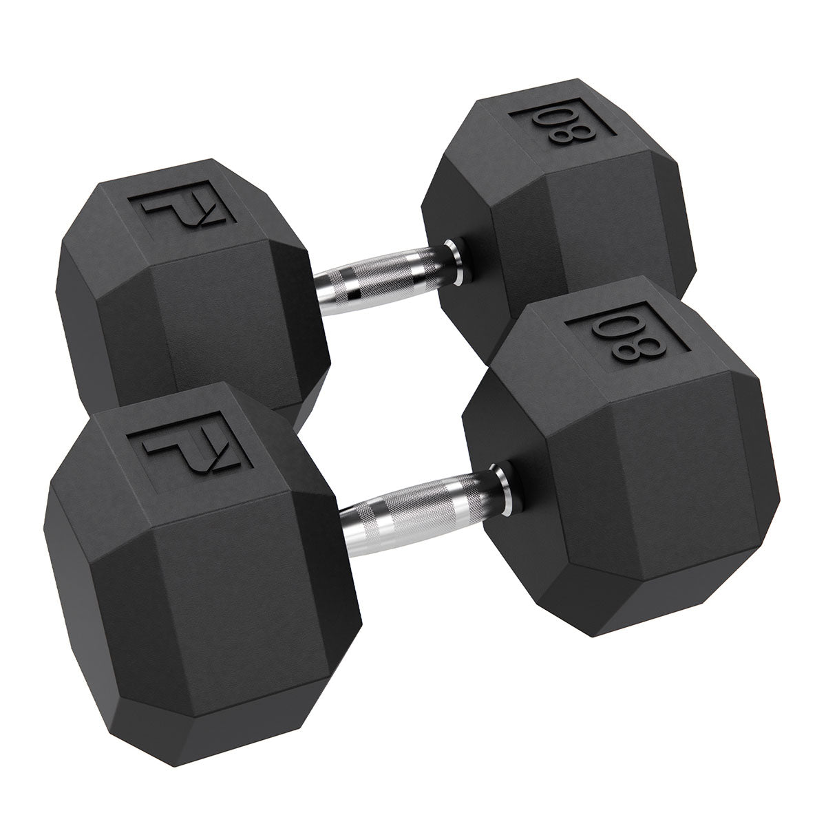Rubber Hex Dumbbell, 80 lb., Pair