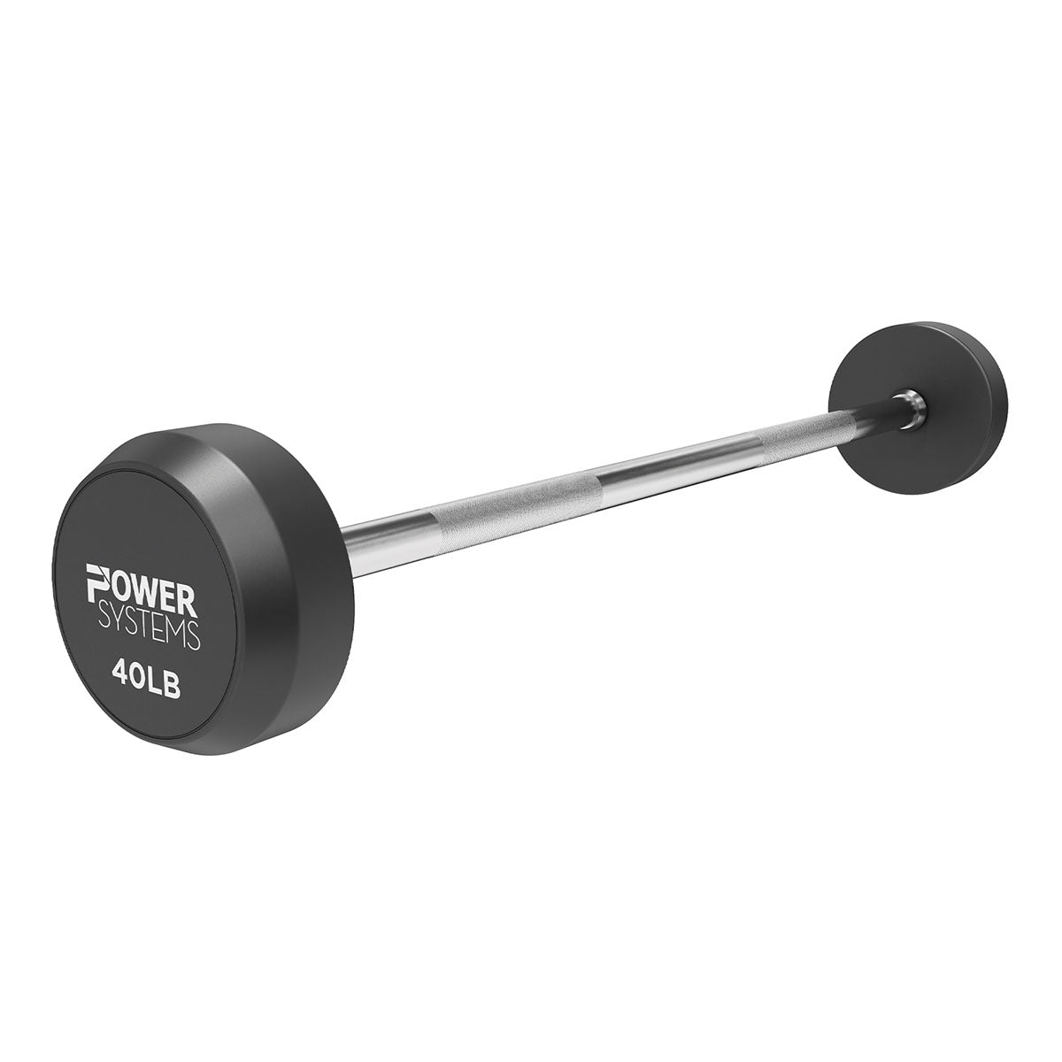 Power Systems, Straight Handle Pro Style Rubber Fixed Barbell, 40 lb.
