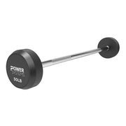 Power Systems, Straight Handle Pro Style Rubber Fixed Barbell, 50 lb.