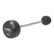 Power Systems, Straight Handle Pro Style Rubber Fixed Barbell, 70 lb.