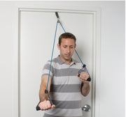 CanDo shoulder pulley with exercise tubing and handles, Blue - heavy