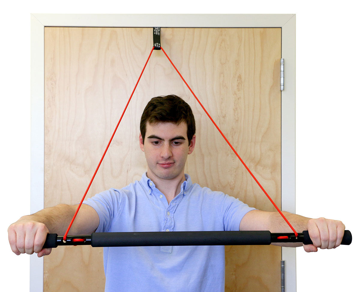 CanDo over door exercise bar and tubing, Red - light