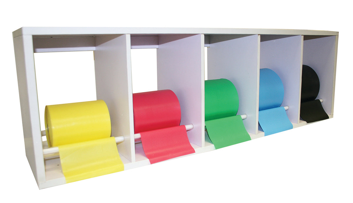 CanDo exercise band rack, plastic, 5 rolls