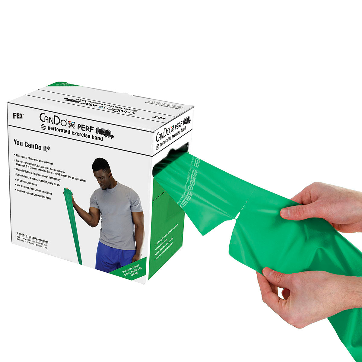 CanDo Latex Free Exercise Band - 100 yard Perf 100 roll - Black - x-heavy
