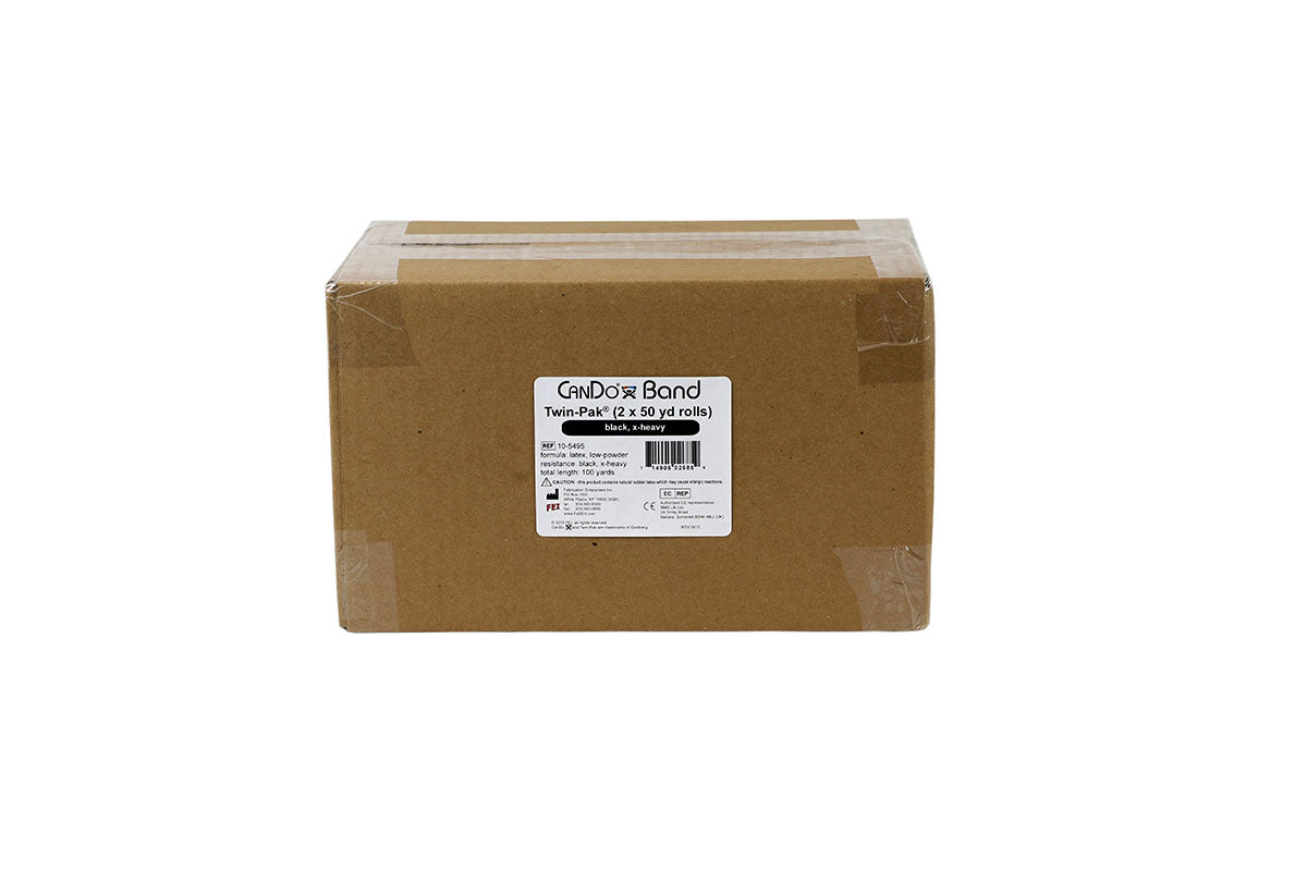CanDo Low Powder Exercise Band - Twin-Pak - 100 yard (2 x 50 yard rolls) - Black - x-heavy