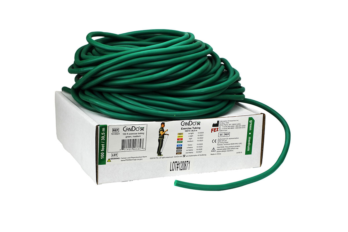 CanDo Low Powder Exercise Tubing - 100' dispenser roll - Green - medium